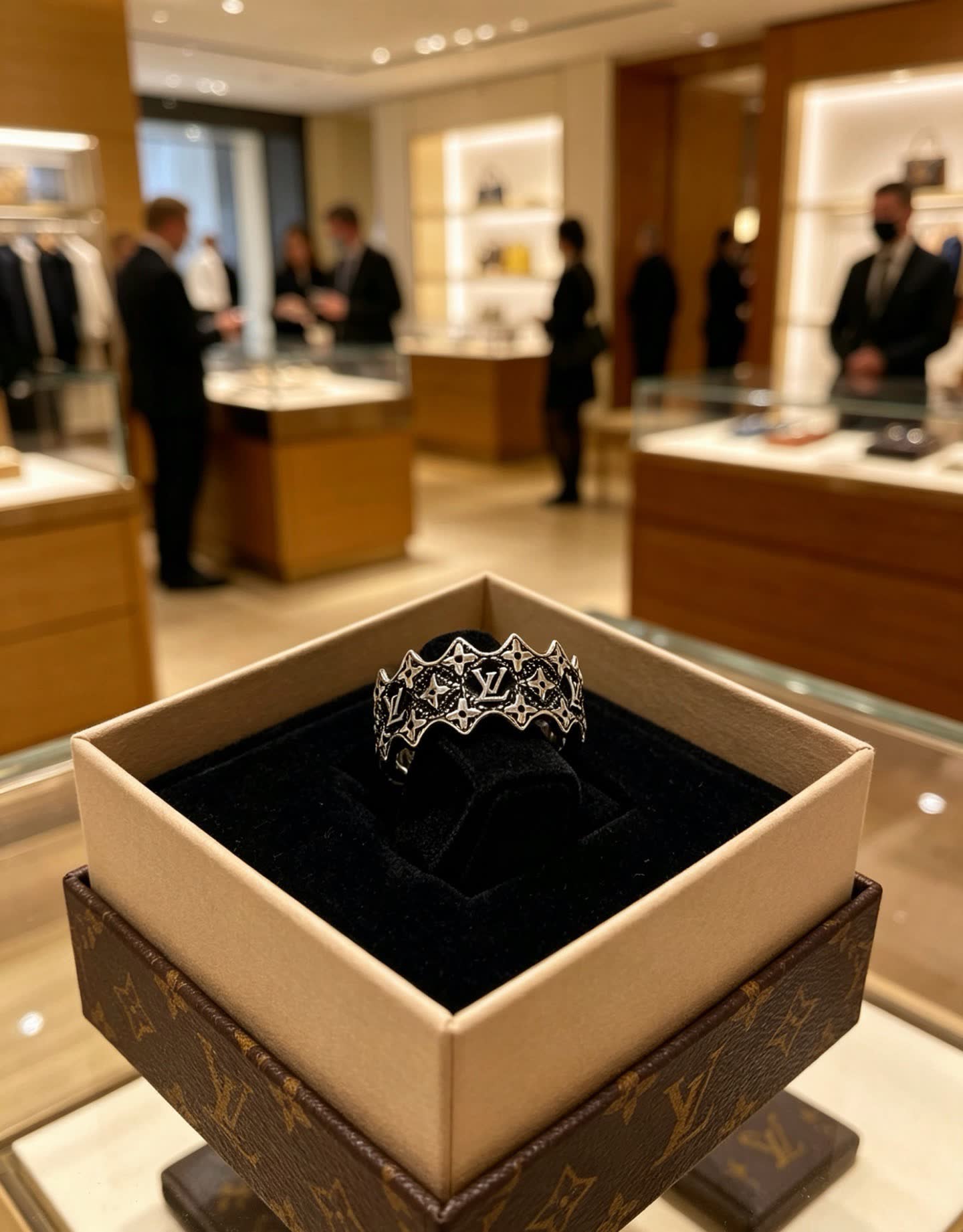 Louis Vuitton Sterling Silver Filigree Ring